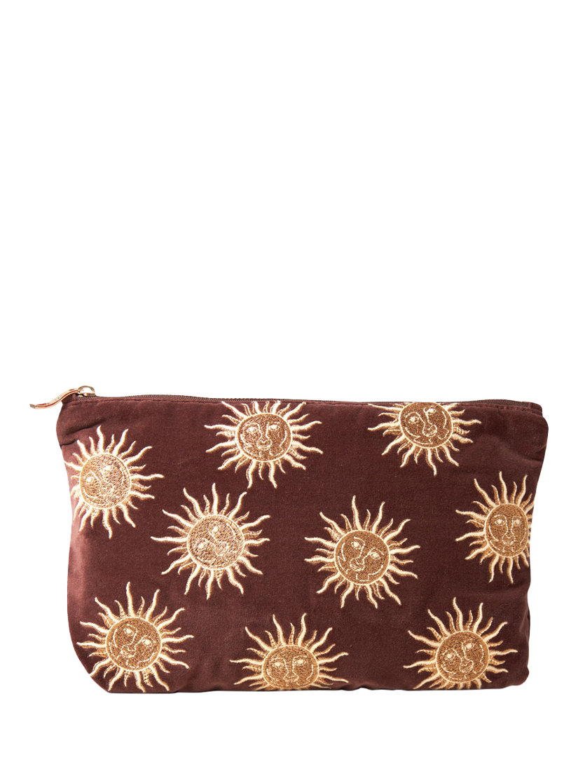 Product image 1 of 6, which shows Elizabeth Scarlett Sun Goddess Pouch, Chocolate
