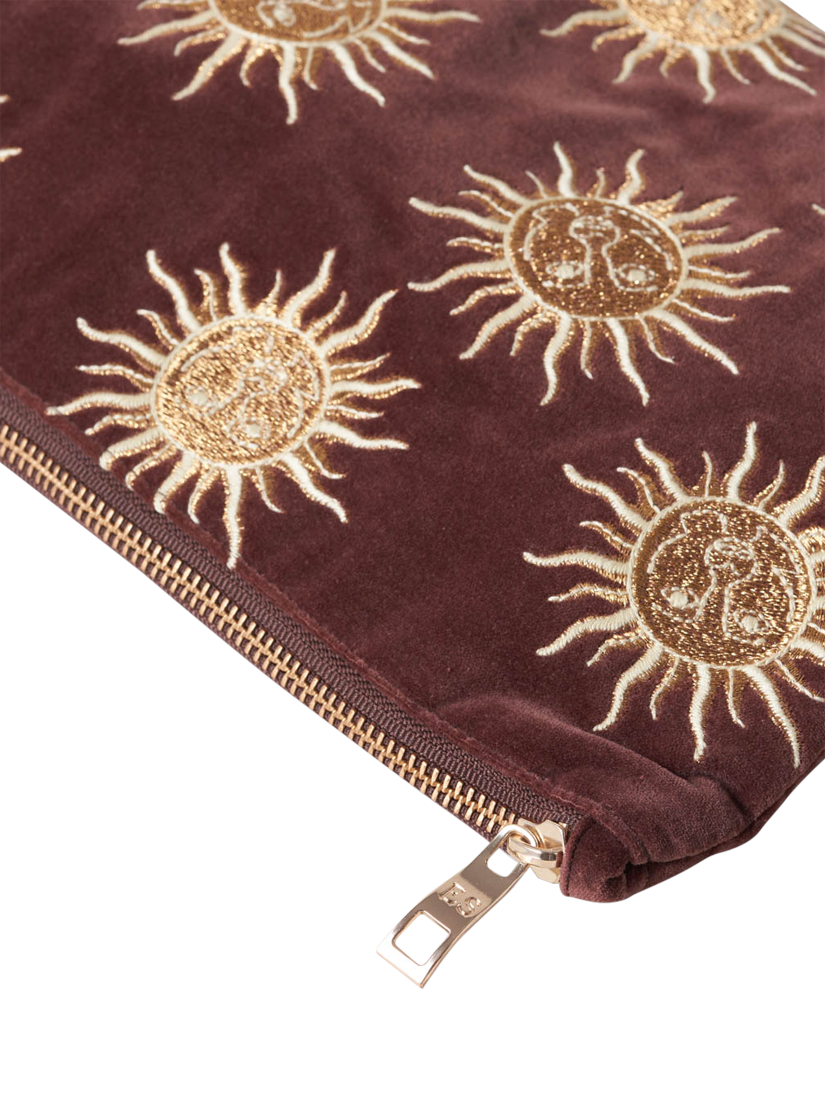 Product image 4 of 6, which shows Elizabeth Scarlett Sun Goddess Pouch, Chocolate