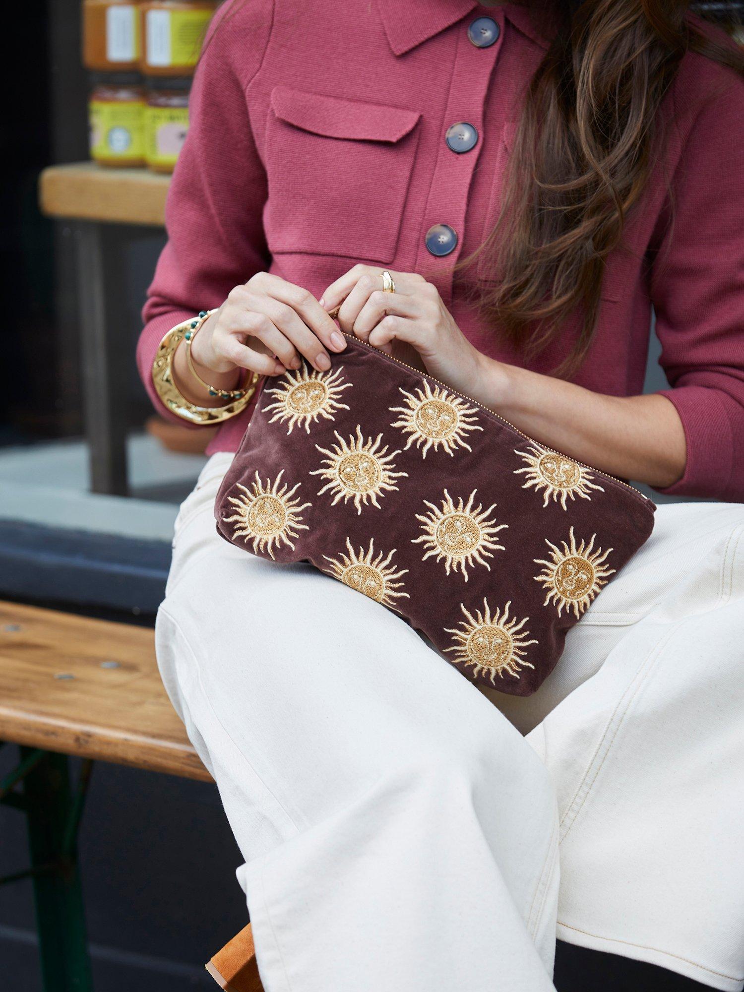 Product image 5 of 6, which shows Elizabeth Scarlett Sun Goddess Pouch, Chocolate