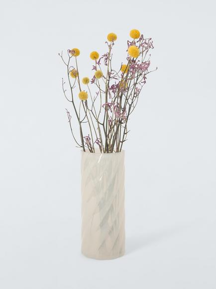 John Lewis Opaque Twisted Glass Vase, 24cm, Grey - view 2, Grey