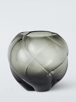 John Lewis Twist Optic Glass Vase, H16cm, Grey, Grey