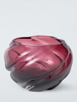 John Lewis Twist Optic Wide Glass Vase, H11cm, Pink, Pink