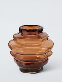 John Lewis Organic Glass Vase, H17cm, Amber, Amber
