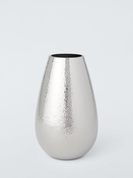 John Lewis Hammered Mirror Glass Vase, H20cm, Silver, Silver