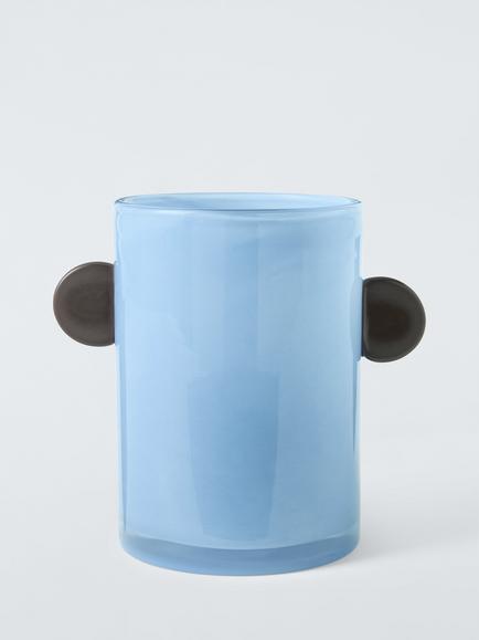 John Lewis Glass Ear Vase, H17cm, Blue/Cocoa, Blue / Cocoa