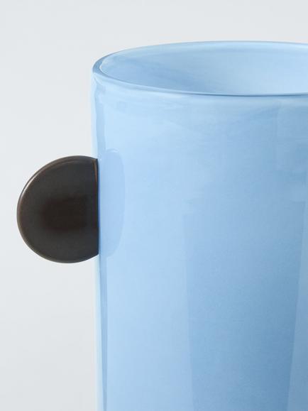 John Lewis Glass Ear Vase, H17cm, Blue/Cocoa - view 2, Blue / Cocoa