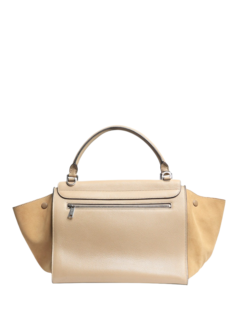 Product image 3 of 10, which shows Pre-loved CELINE Trapeze Leather and Suede Grab Bag, Khaki