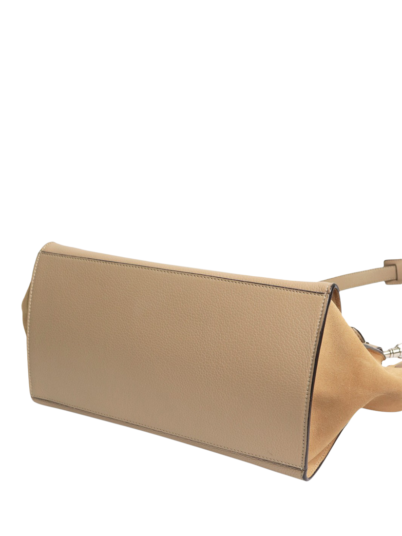 Product image 6 of 10, which shows Pre-loved CELINE Trapeze Leather and Suede Grab Bag, Khaki