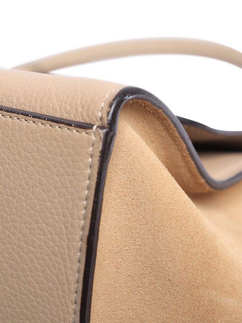 Product image 7 of 10, which shows Pre-loved CELINE Trapeze Leather and Suede Grab Bag, Khaki