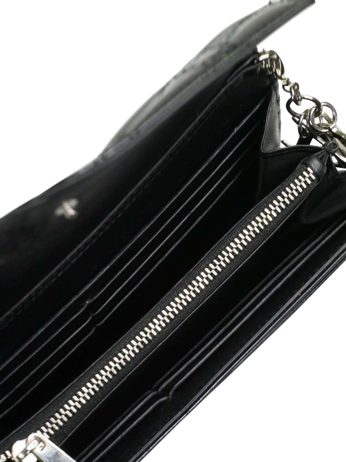 Product image 2 of 3, which shows Pre-loved Christian Dior 2014 Lady Dior Flap Patent Leather Wallet On Chain, Black