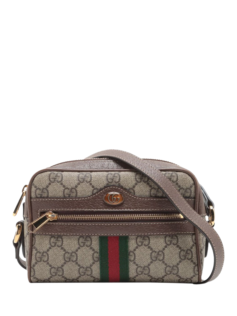 Pre-loved GUCCI GG Supreme Canvas and Leather Shoulder Bag, Brown