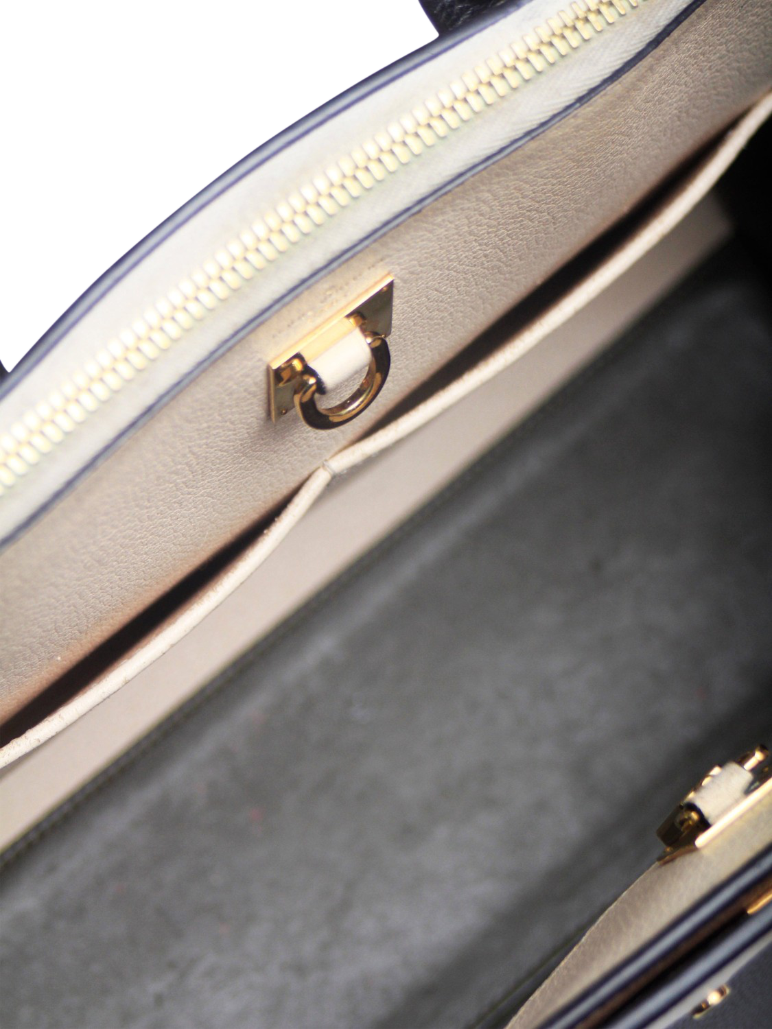 Product image 4 of 5, which shows Pre-loved Louis Vuitton On My Side Leather Top Handle Grab Bag, Military Green/Beige