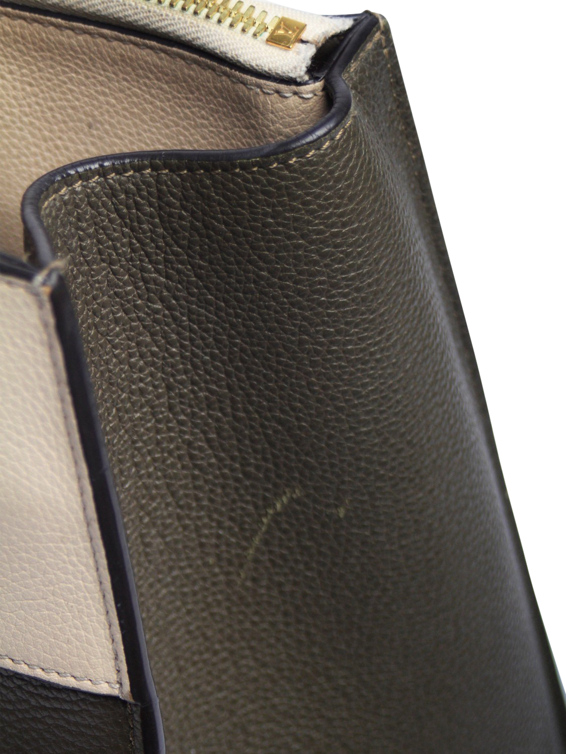 Product image 5 of 5, which shows Pre-loved Louis Vuitton On My Side Leather Top Handle Grab Bag, Military Green/Beige