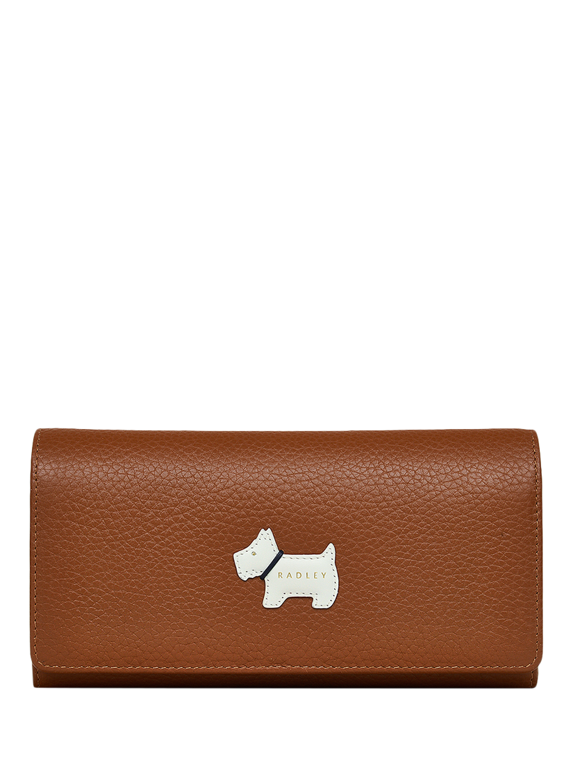 Product image 1 of 4, which shows Radley Loyal Radley Leather Flap Over Purse, Indus Tan