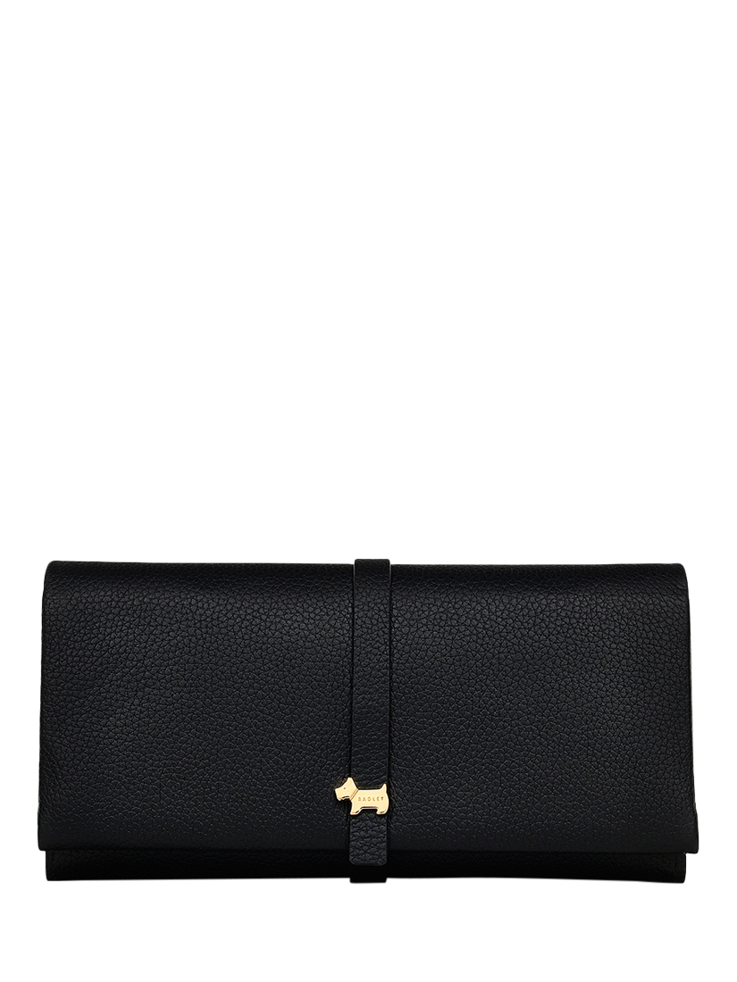 Product image 1 of 4, which shows Radley Sandler Way Leather Large Flapover Matinee Purse, Black