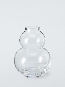 John Lewis Gourd Glass Vase, H17cm, Clear, Clear