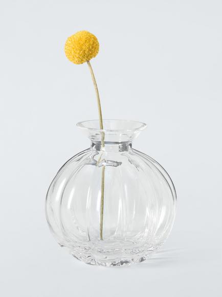 John Lewis Gourd Wide Glass Bud Vase, H8.5cm, Clear - view 2, Clear