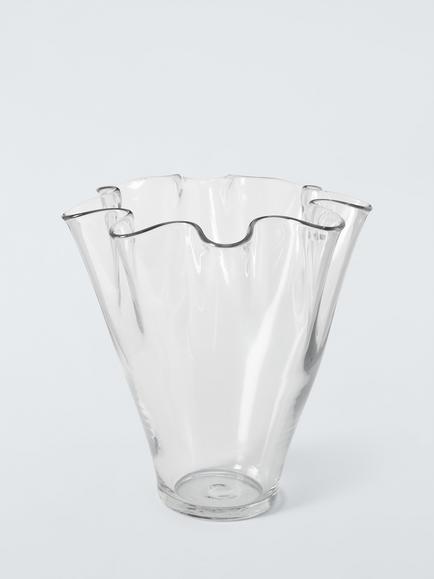 John Lewis Handkerchief Wave Glass Vase, H28.7cm, Clear, Clear
