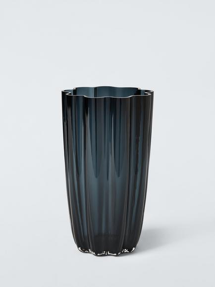 John Lewis Ripple Glass Vase, H22cm, Deep Navy, Deep Navy