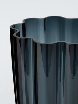 John Lewis Ripple Glass Vase, H22cm, Deep Navy - view 2, Clear