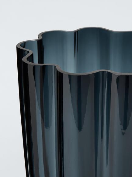 John Lewis Ripple Glass Vase, H22cm, Deep Navy - view 2, Deep Navy