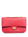 Pre-loved CHANEL 2017 Chevron Leather Quilted Flap Shoulder Bag, Pink
