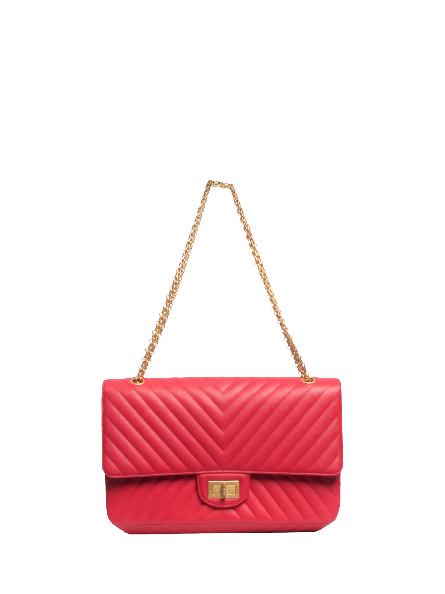 Product image 2 of 9, which shows Pre-loved CHANEL 2017 Chevron Leather Quilted Flap Shoulder Bag, Pink