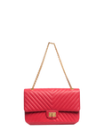 Pre-loved CHANEL 2017 Chevron Leather Quilted Flap Shoulder Bag, Pink