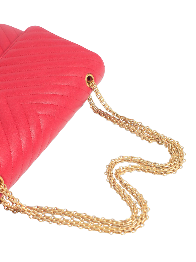 Product image 8 of 9, which shows Pre-loved CHANEL 2017 Chevron Leather Quilted Flap Shoulder Bag, Pink