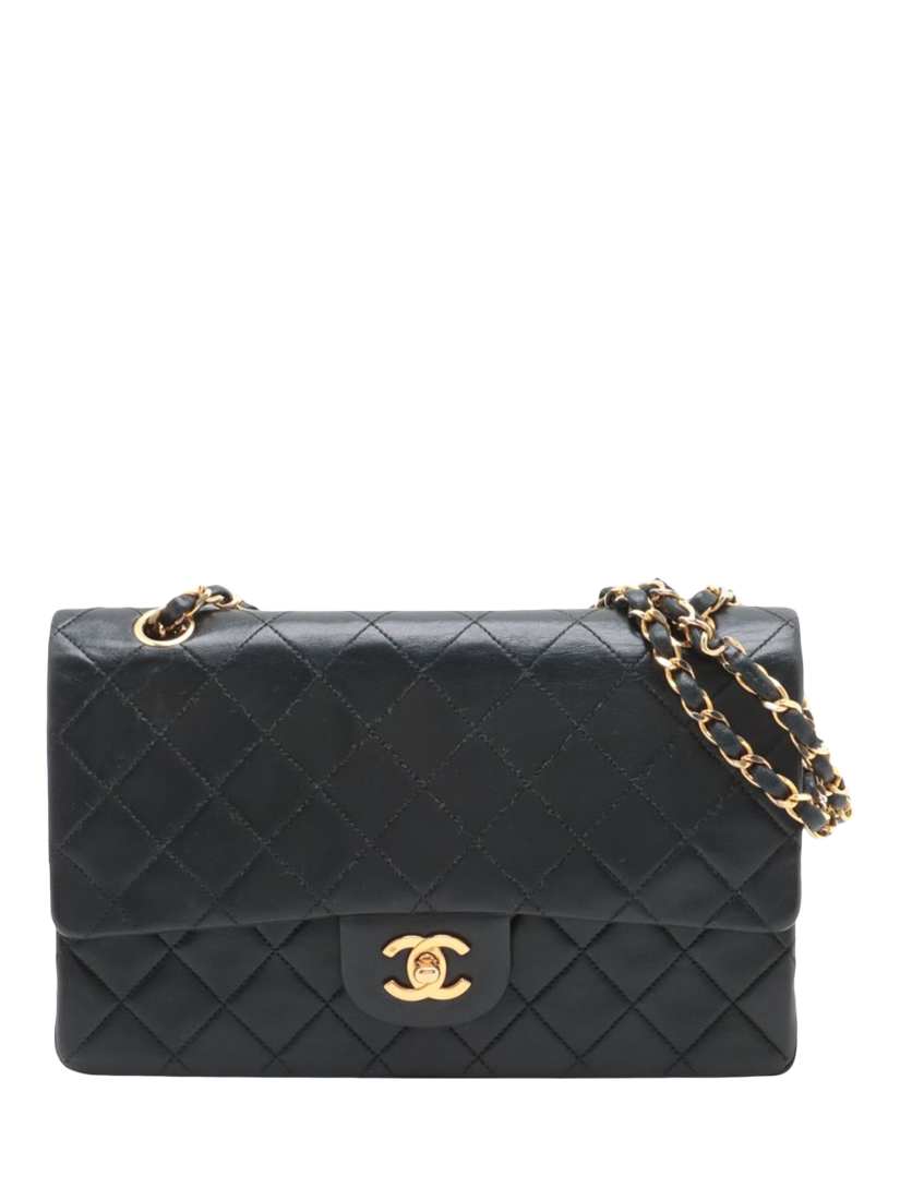 Pre-loved CHANEL Vintage 1986 Medium Lambskin Classic Double Flap Shoulder Bag, Black