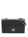 Pre-loved CHANEL Vintage 1986 Medium Lambskin Classic Double Flap Shoulder Bag, Black