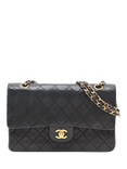 Pre-loved CHANEL Vintage 1989 Medium Lambskin Diamond-Quilted Classic Double Flap Shoulder Bag, Black