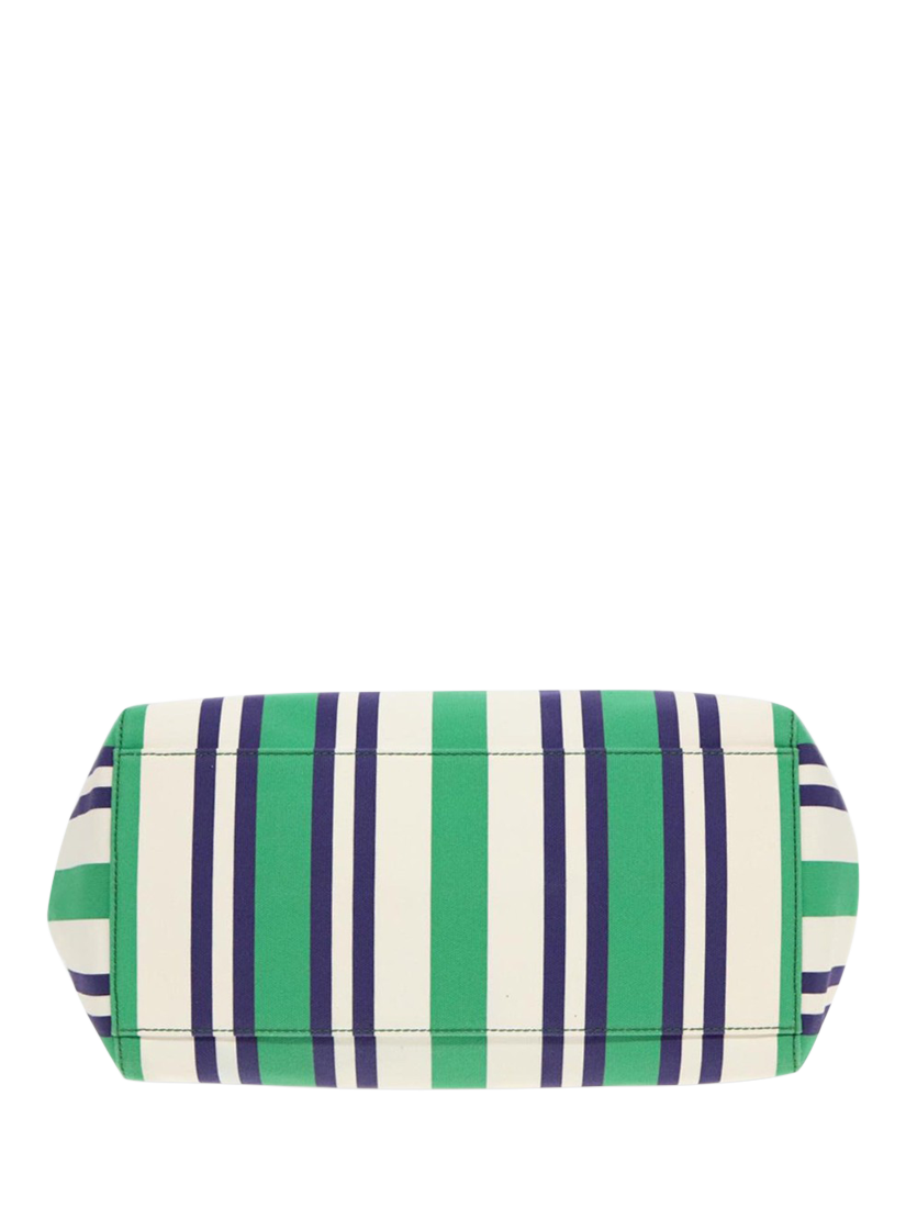 Product image 9 of 9, which shows Pre-loved Miu Miu Striped Canvas 2Way Tote Bag, Green/Blue