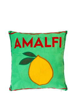 The Pillow Drop Amalfi Cushion, Multi, Bright Green