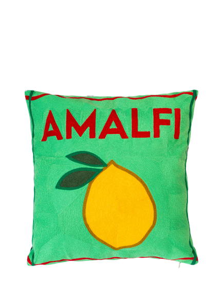 The Pillow Drop Amalfi Cushion, Multi, Bright Green