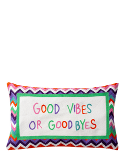 The Pillow Drop Good Vibes or Good Byes Cushion, Multi, Multi