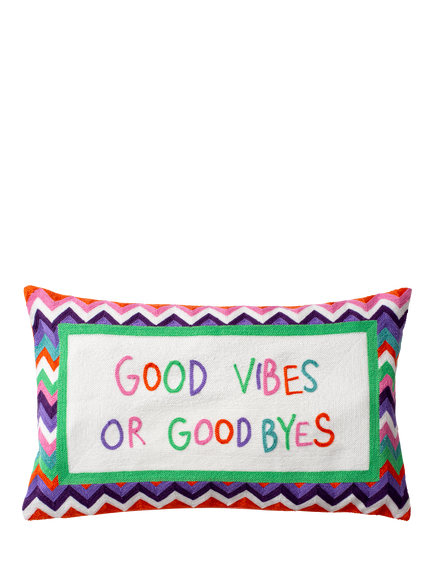 The Pillow Drop Good Vibes or Good Byes Cushion, Multi, Multi