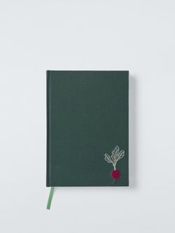 John Lewis X Deliciously Ella A5 Embroidered Cover Notebook, Green, Green