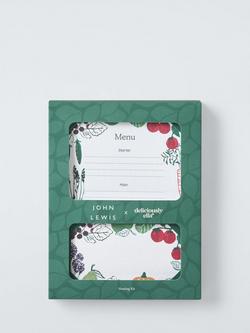 John Lewis X Deliciously Ella Blank Menu & Place Settings Hosting Kit, Green