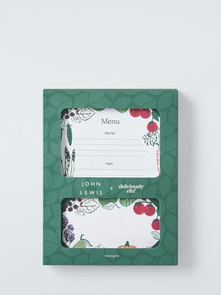 John Lewis X Deliciously Ella Blank Menu & Place Settings Hosting Kit, Green