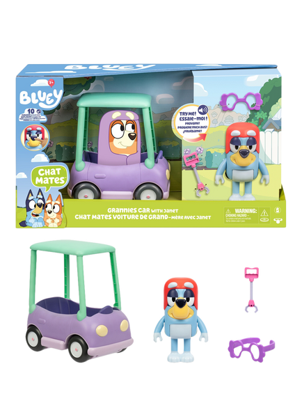 Bluey Granny, Car & Janet Chat Mates Play Set, Multi