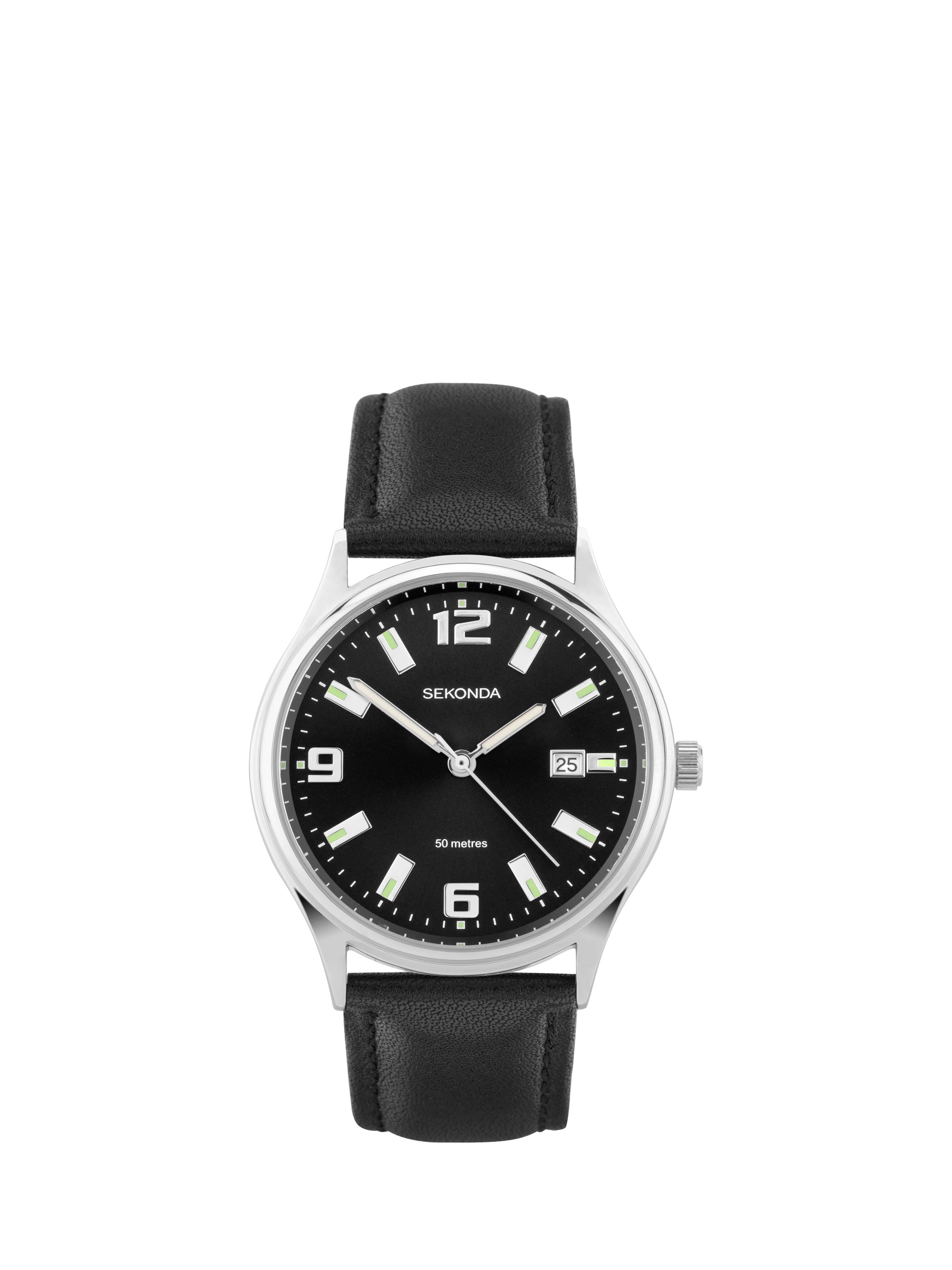 Product image 1 of 7, which shows Sekonda 30187 Men's Sunray Dial Leather Strap Watch