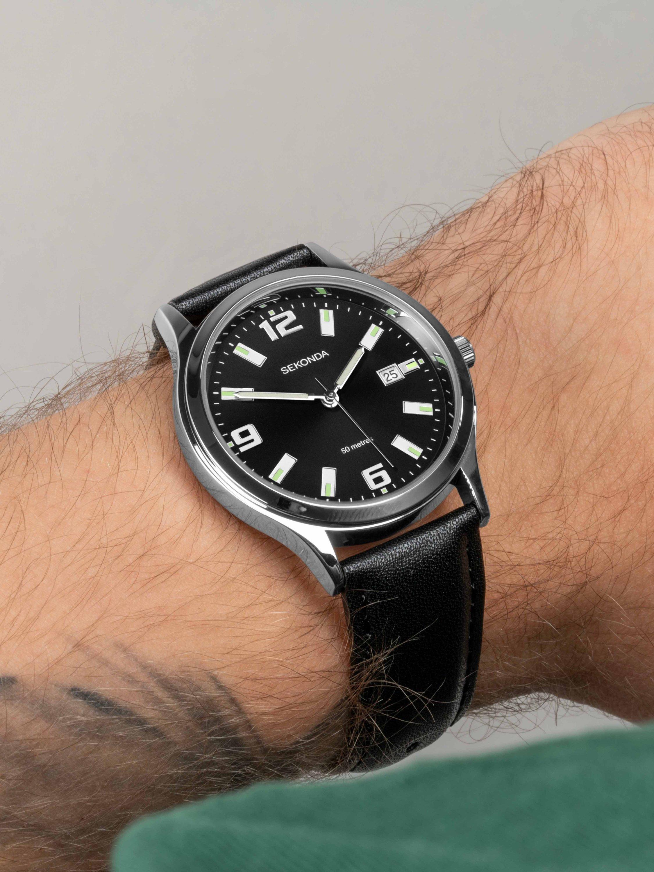 Product image 7 of 7, which shows Sekonda 30187 Men's Sunray Dial Leather Strap Watch