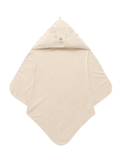 Purebaby Baby Cotton Hooded Bear Towel, Wheat Melange, Wheat Melange