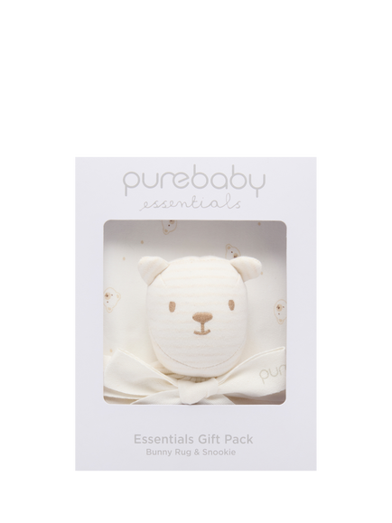 Purebaby Baby Bunny Rug and Snookie Essentials Gift Pack, Vanilla Bear - view 2, Vanilla Bear
