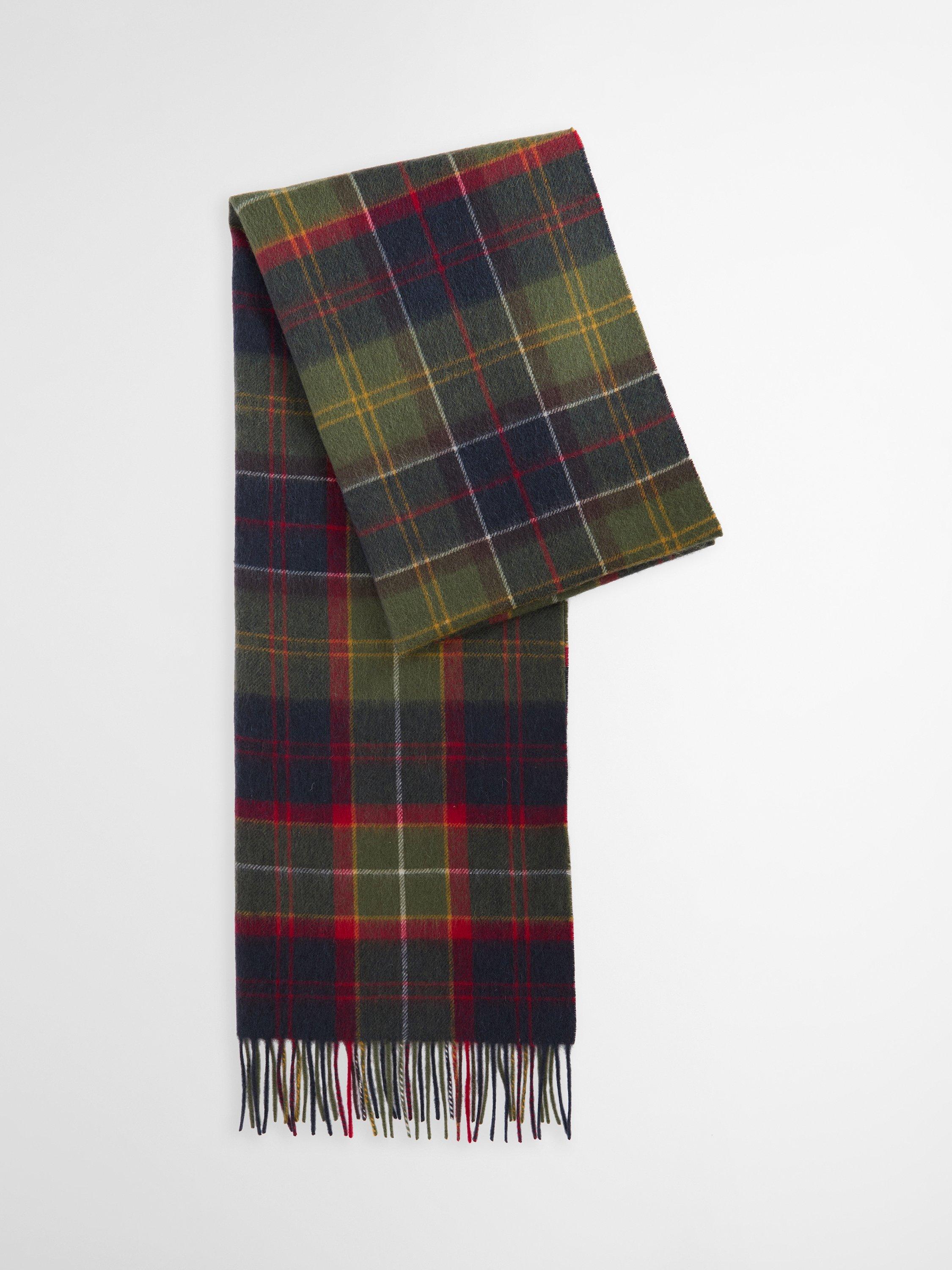 Barbour Brack Wool Patchwork Tartan Scarf, Red Classic Tartan