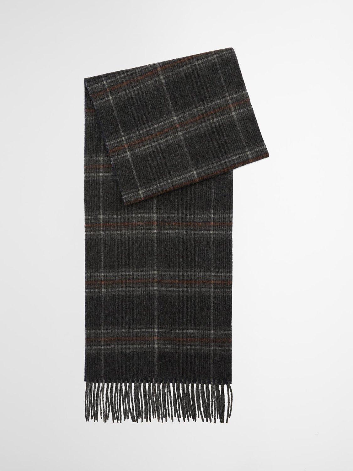 Product image 1 of 6, which shows Barbour Marsden Wool Reversible Scarf, Grey/Navy