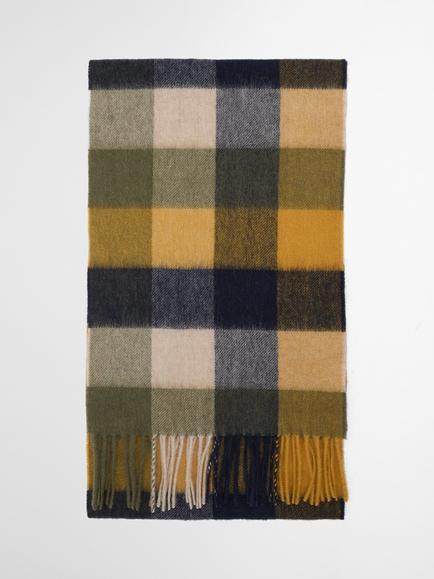 Barbour Tattershall Wool Check Scarf, Forest Mist - view 2, Forest Mist