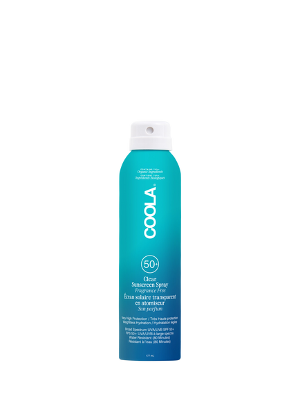 COOLA Clear Sunscreen Spray SPF 50, Fragrance Free, 177ml, 