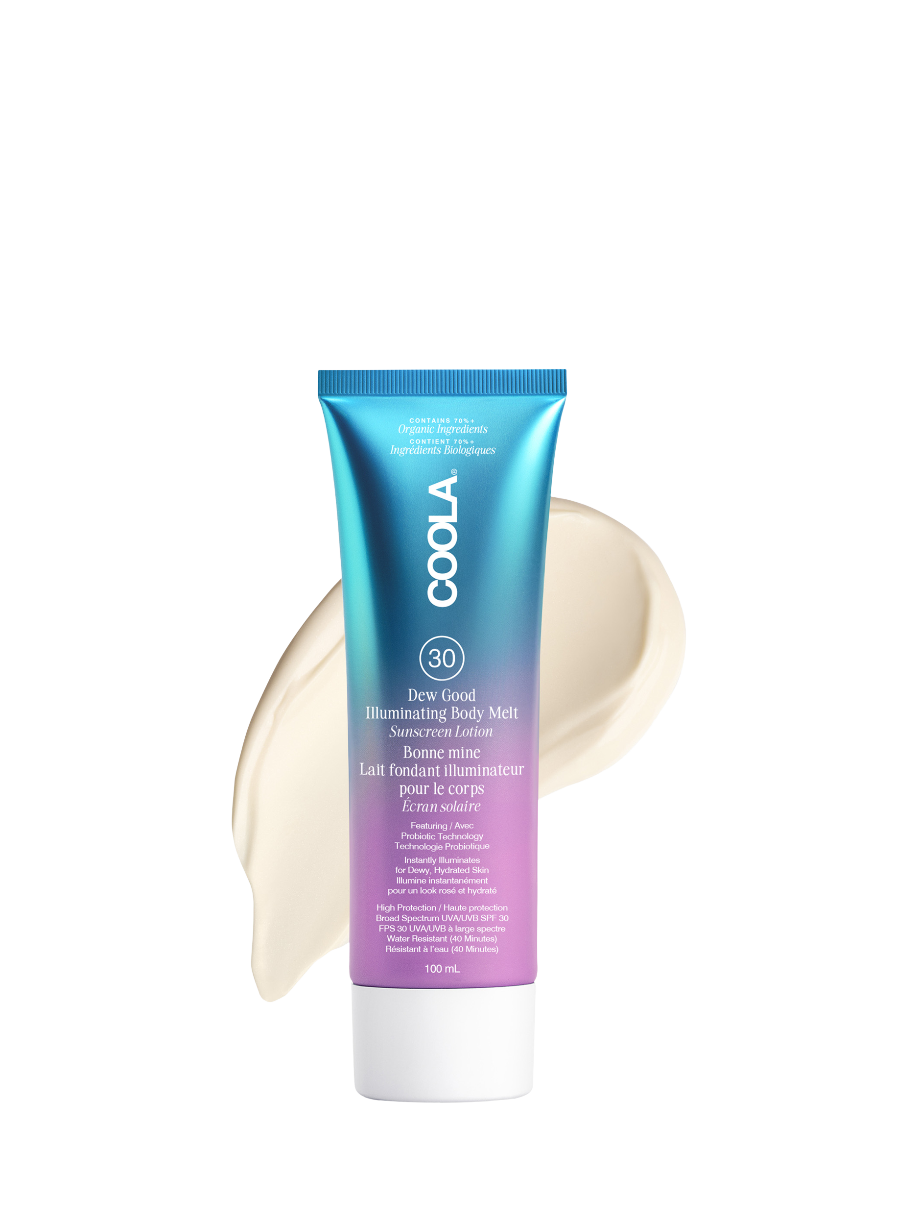 Product image 2 of 2, which shows COOLA Dew Good Illuminating Body Melt Sunscreen Lotion SPF 30, 100ml
